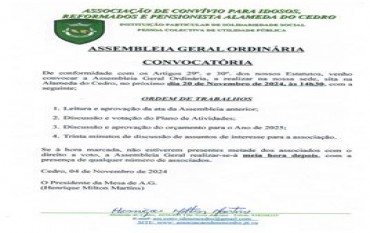 A. G. ORDINÁRIA 20/11/2024 - CONVOCATÓRIA