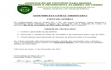 ASSEMBLEIA GERAL ORDINÁRIA 26-11-2021