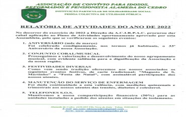 RELATÓRIO DE ATIVIDADES DO ANO DE 2022