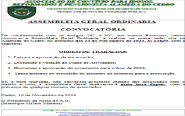 Assembleia Geral ordinária - Convocatória